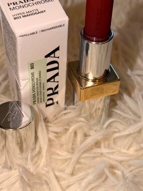 Prada Monochrome Hyper Matte Lipstick B03 Mahogany - Mahogany Red